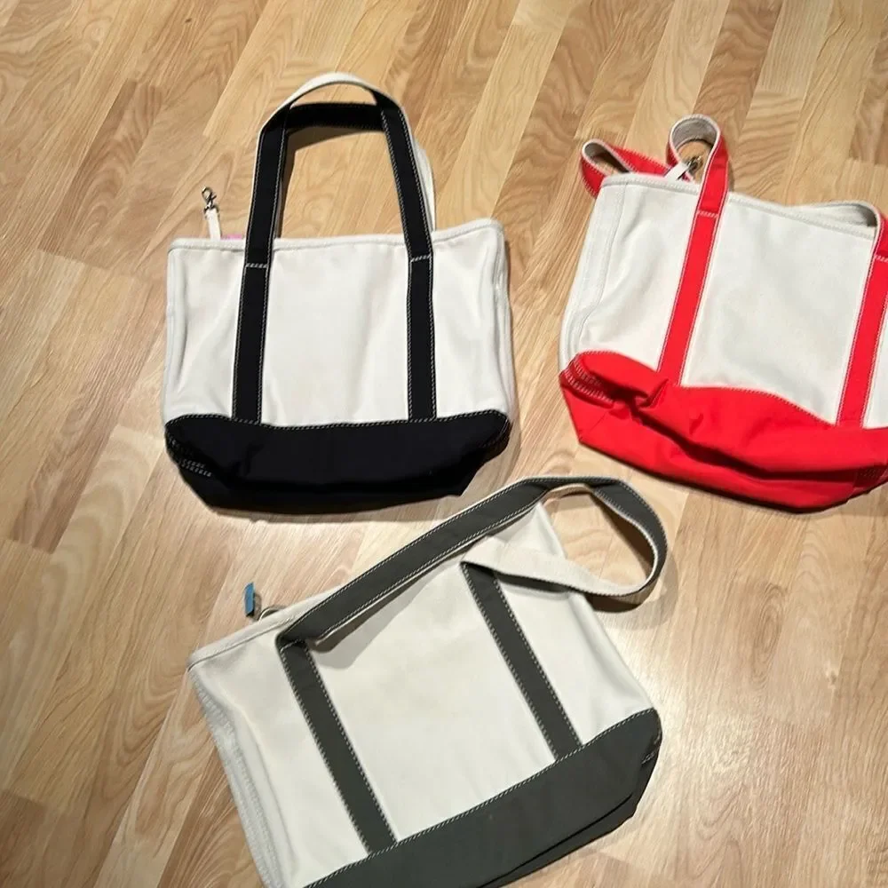 Land's End Canvas tote various colors embroidery pockets key hook Size Medium - Picture 8 of 12